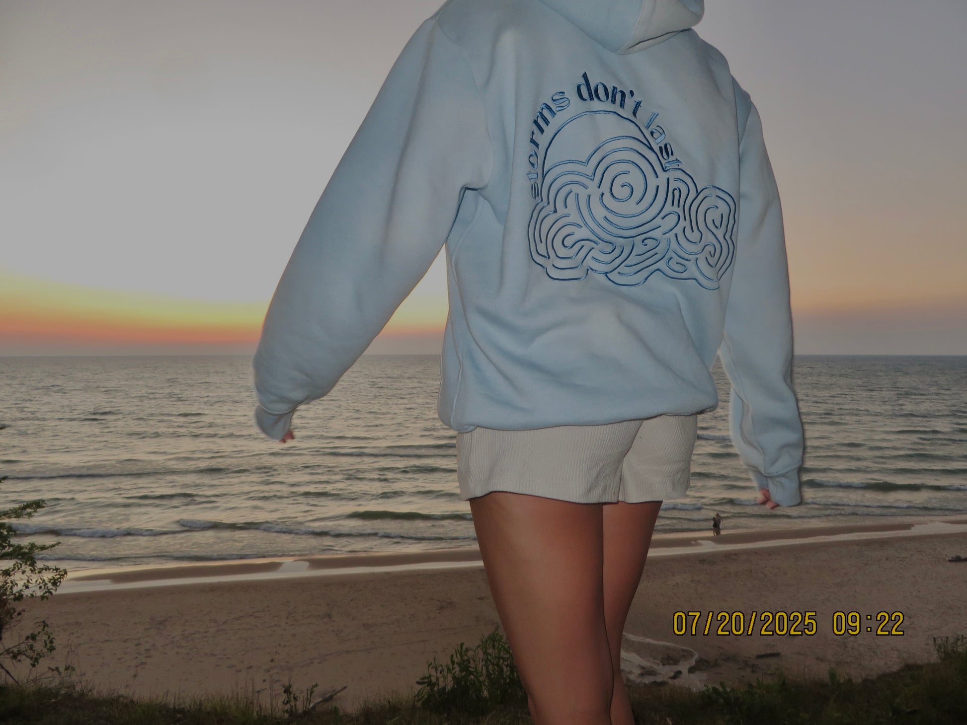 Storms Don't Last Hoodie Light Blue Sunfade