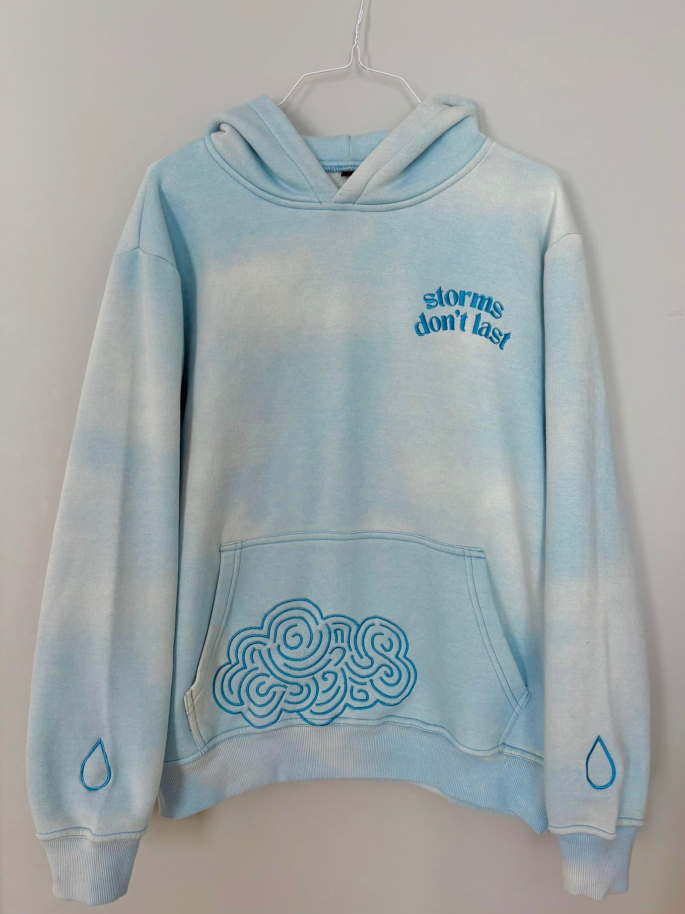 Storms Don't Last Hoodie Light Blue Sunfade